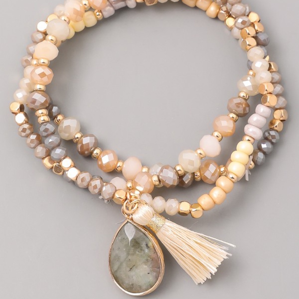 Beaded Bracelets with Tassel and Pendant